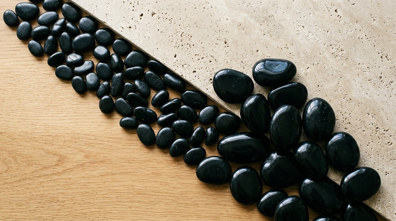 Black Polished Pebbles – High-Lustre Decorative Stone photo 3